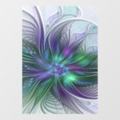 Paarse groene bloem Moderne Abstracte Kunstfractal Raamsticker (Vel)