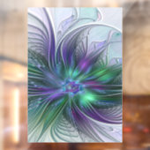 Paarse groene bloem Moderne Abstracte Kunstfractal Raamsticker (Vel 2)