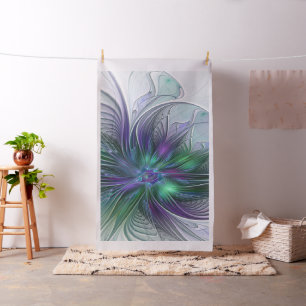 Paarse groene bloem Moderne Abstracte Kunstfractal Stof