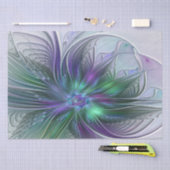Paarse groene bloem Moderne Abstracte Kunstfractal Tissuepapier (Craft)