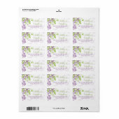 Paarse Groene Bloemen Bruiloft Adres Mailing Label (Full Sheet)