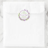 Paarse Groene Bloemen Bruiloft Snoep Buffet Sticke Ronde Sticker (Tas)