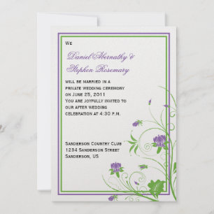 Paarse Groene Bloemen Wervelingen Post Wedding Cel Kaart