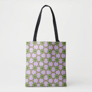 Paarse & Groene Bloemige Geometrische Patroon Tas
