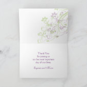 Paarse groene bloemige kronkels Huwelijk Dankjewel Bedankkaart (Binnen)