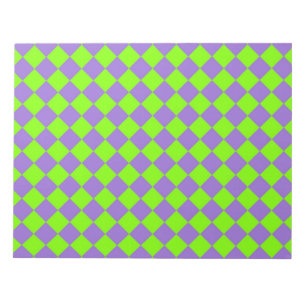 Paarse Groene Checker Diamantpatroon Notitieblok
