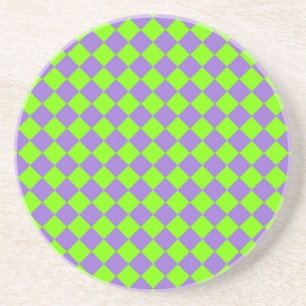 Paarse Groene Checker Diamantpatroon Zandsteen Onderzetter