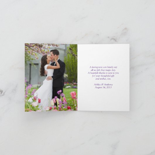 Paarse Groene Daisy Bloemen Huwelijk Dankjewel Kaa Bedankkaart (Binnen)