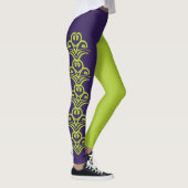 Paarse & Groene Deco Reversi Jester Leggings (Rechts)
