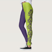 Paarse & Groene Deco Reversi Jester Leggings (Links)