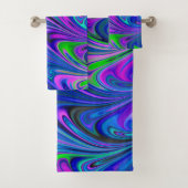 Paarse groene en blauwe Abstracte gemarmerde zwemb Bad Handdoek (Insitu)