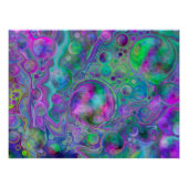 Paarse, groene en blauwe marmer Bokeh Fluid Art Perfect Poster (Voorkant)