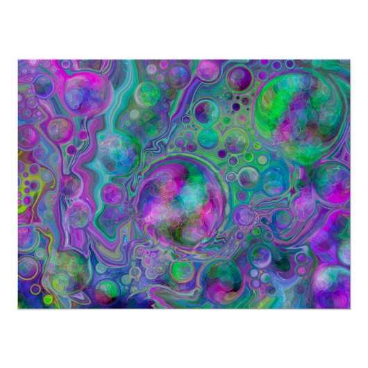 Paarse, groene en blauwe marmer Bokeh Fluid Art Perfect Poster (Voorkant)