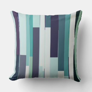 Paarse, groene en turquoise Abstracte strepen Kussen