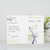 Paarse, groene en witte Floral Wedding Programme (Staand voorkant)