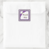 Paarse, groene en witte vierkant Dank u Sticker (Tas)