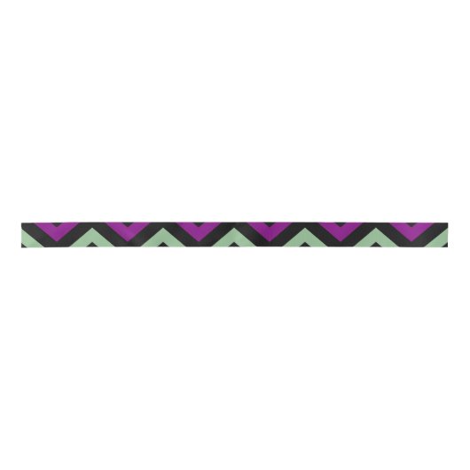Paarse, groene en zwarte Chevron Stripes Ribbon Lint (Voorkant)