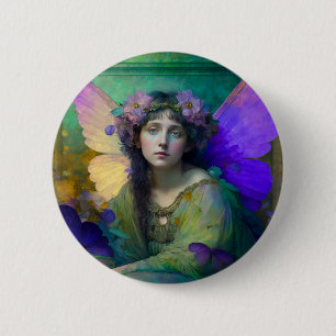 Paarse Groene Fairy Fantasy Art Ronde Button 5,7 Cm