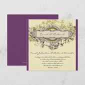 Paarse Groene Floral Wedding Uitnodiging (Voorkant / Achterkant)