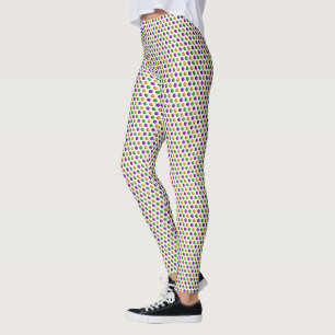 Paarse Groene Gele Stippen Witte Mardi Gras Leggings