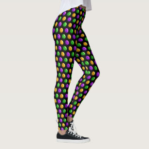 Paarse Groene Gele Stippen Zwart Mardi Gras Leggings