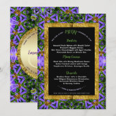 Paarse groene geometrie Energy Special Event Menu  Kaart (Voorkant / Achterkant)