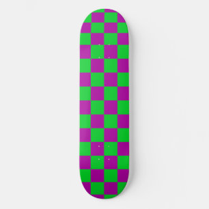 Paarse groene geruit controlepatroon skateboard