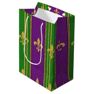 PAARSE GROENE GOUDEN GLITTER UITERLIJK MARDI GRAS MEDIUM CADEAUZAKJE