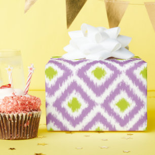Paarse groene Ikat Pattern Cadeaupapier