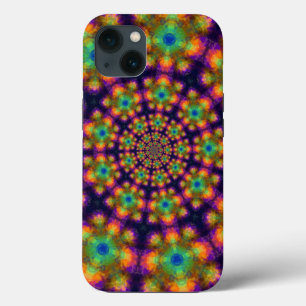Paarse groene Kaleidoscoop patroon iPhone 13 Hoesje