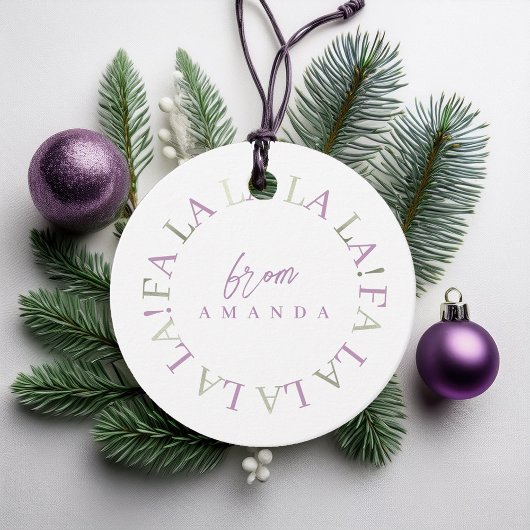 Paarse Groene Kerstmis Fa La ID1009 Bedankjes Labels