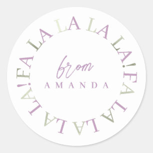 Paarse Groene Kerstmis Fa La ID1009 Ronde Sticker