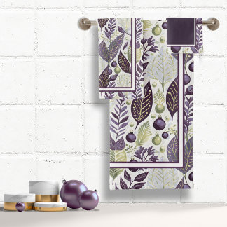Paarse Groene Kerstmis Merry Pattern#21 ID1009 Bad Handdoek