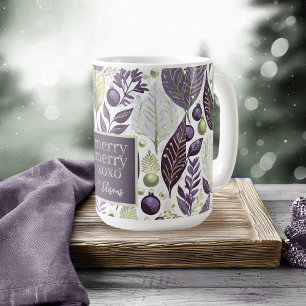 Paarse Groene Kerstmis Merry Pattern#21 ID1009 Koffiemok