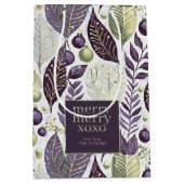 Paarse Groene Kerstmis Merry Pattern#21 ID1009 Medium Cadeauzakje (Voorkant)