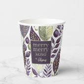 Paarse Groene Kerstmis Merry Pattern#21 ID1009 Papieren Bekers (Voorkant)