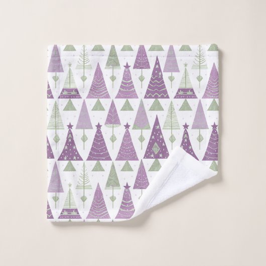 Paarse Groene Kerstmis Merry Pattern#25 ID1009 Bad Handdoek (Wasdoekje)
