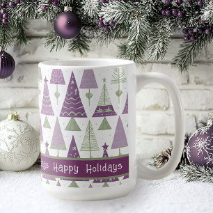 Paarse Groene Kerstmis Merry Pattern#25 ID1009 Koffiemok