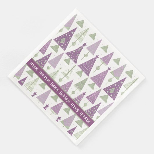 Paarse Groene Kerstmis Merry Pattern#25 ID1009 Servet (Hoek)