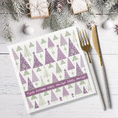 Paarse Groene Kerstmis Merry Pattern#25 ID1009 Servet