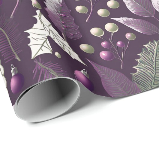 Paarse Groene Kerstmispatroon#18 ID1009 Cadeaupapier (Rol Hoek)