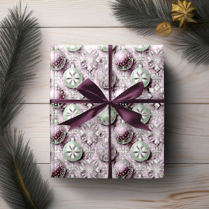 Paarse Groene Kerstmispatroon#20 ID1009 Cadeaupapier