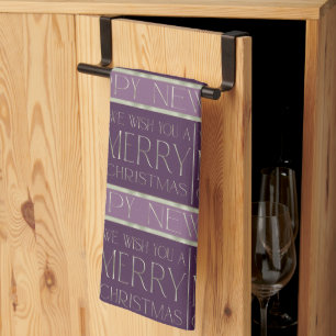 Paarse Groene Kerstmispatroon#34 ID1009 Theedoek