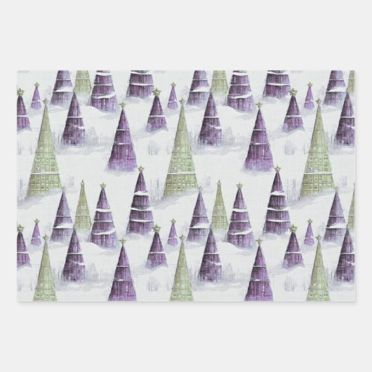 Paarse groene kerstpatronen #2#8#32 ID1009 Inpakpapier Vel (Voorkant 2)