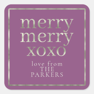 Paarse Groene Merry XOXO ID1009 Vierkante Sticker