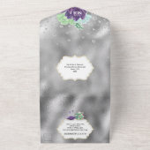 Paarse groene pauw waterverf succulair plant all in one uitnodiging (Buitenkant)