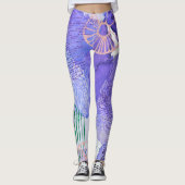Paarse groene roze Abstracte kunst Leggings (Voorkant)