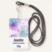 Paarse, groene, roze stromende kleuren legant badge (Achterkant met draagriem)