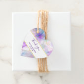 Paarse, groene, roze stromende kleuren legant bedankjes labels (In situ)