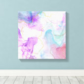 Paarse, groene, roze stromende kleuren legant canvas afdruk (Insitu (Houten vloer))